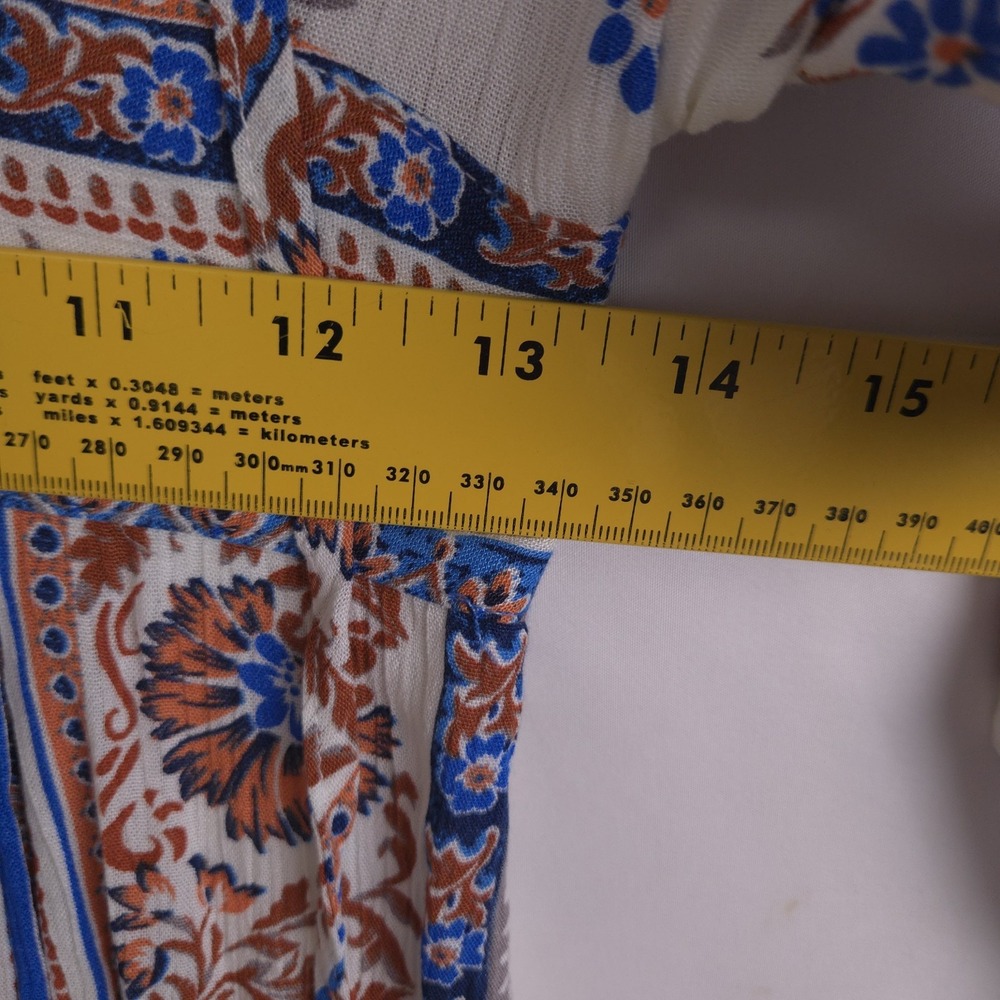 En Crème Boho Floral Paisley Maxi Dress Size‎ S Tassel Tie V-Neck Peasant Style - Picture 7 of 13